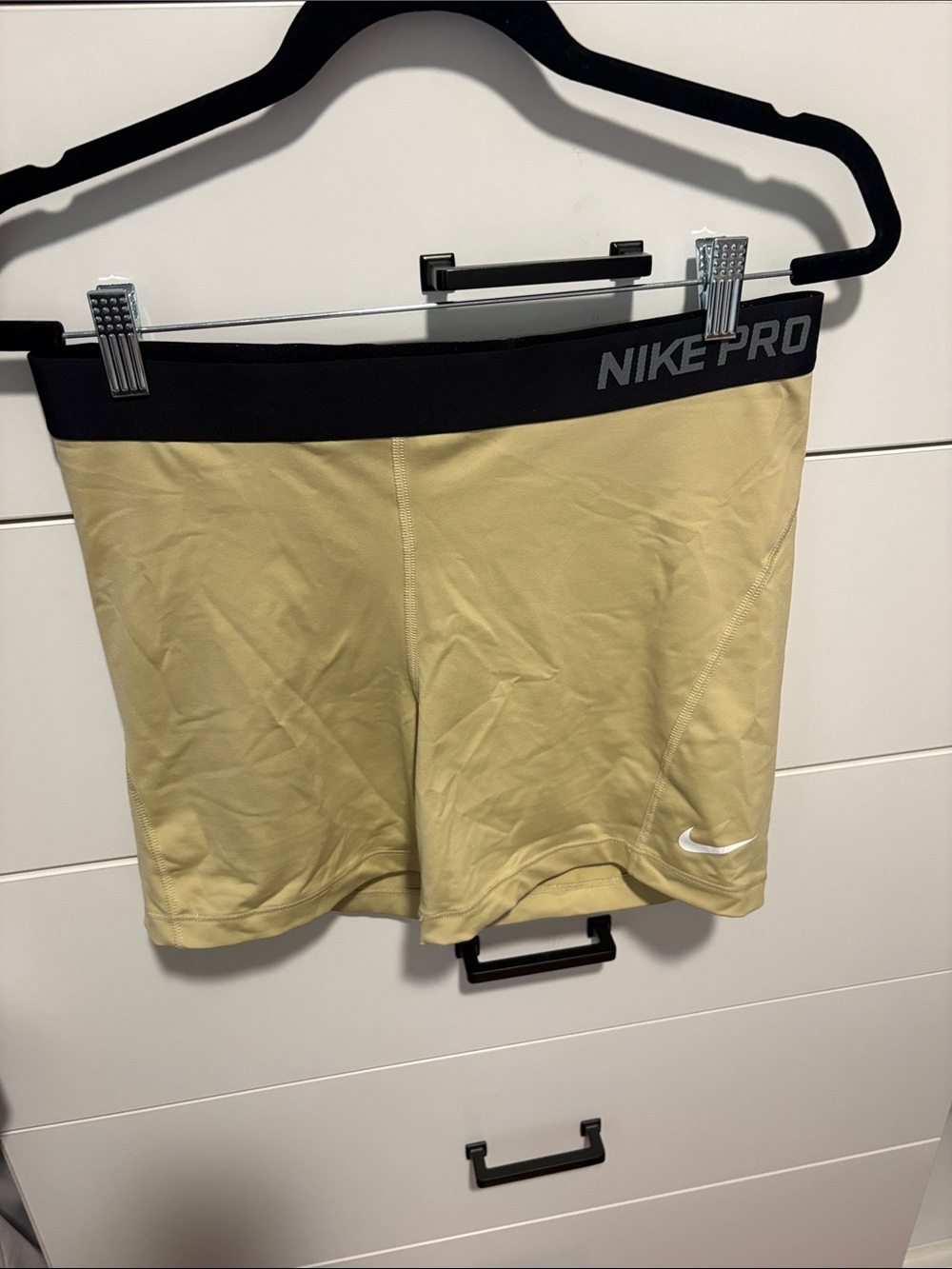 Nike Pro Tan Compression Shorts with Black Waistband